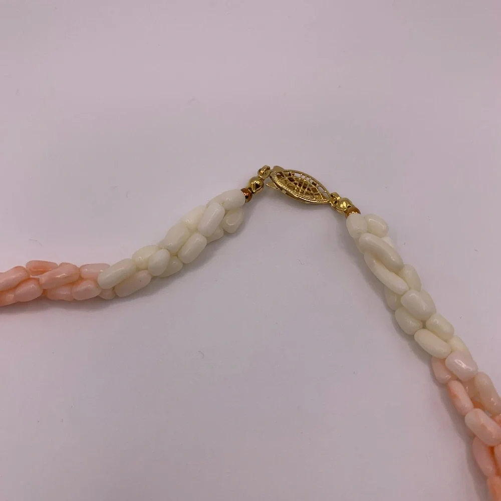 Vintage Angel Skin Coral Twisted Multistrand necklace - Picture 5 of 6